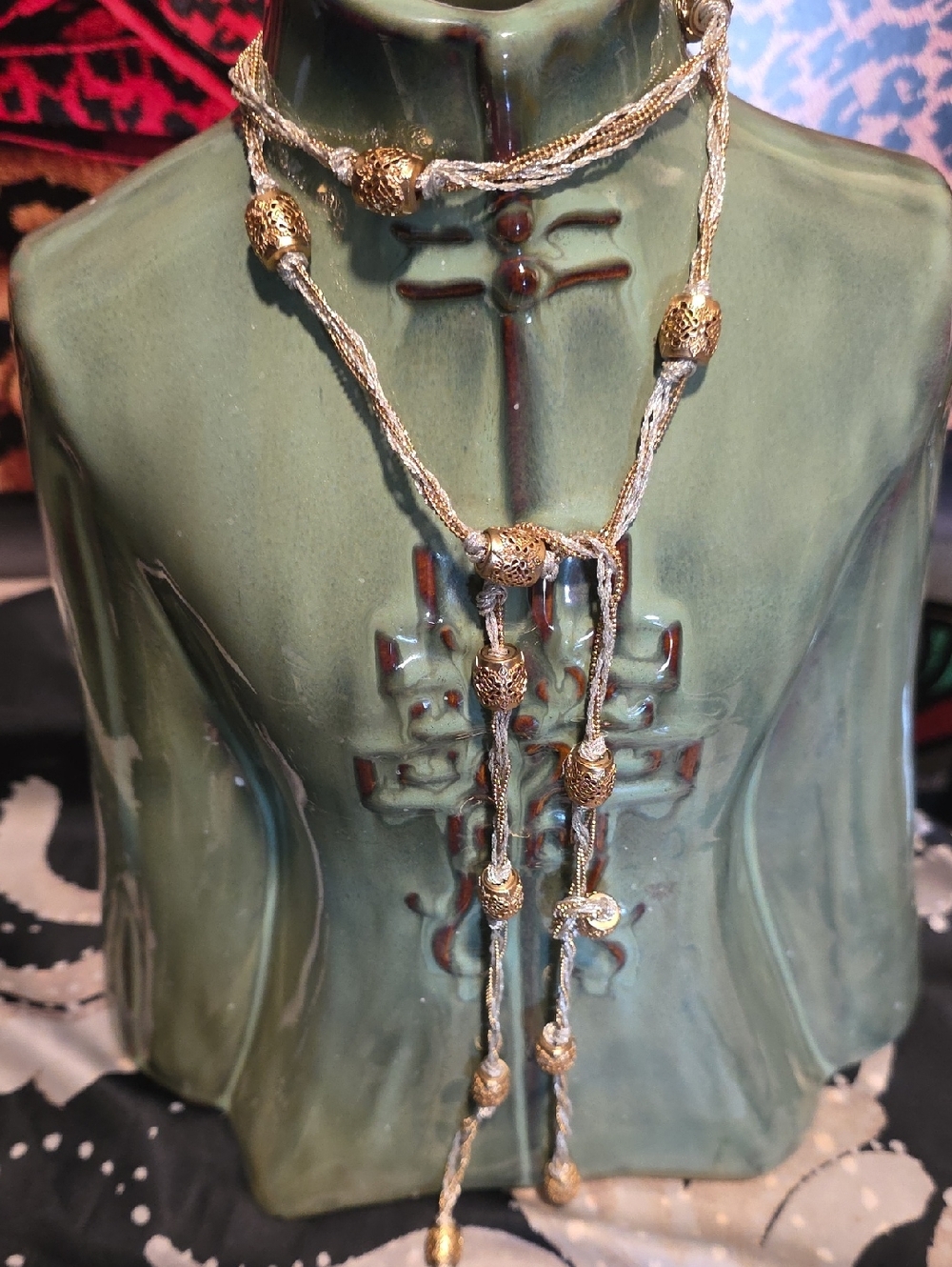 Gold-Tone Beaded Lariat Necklace